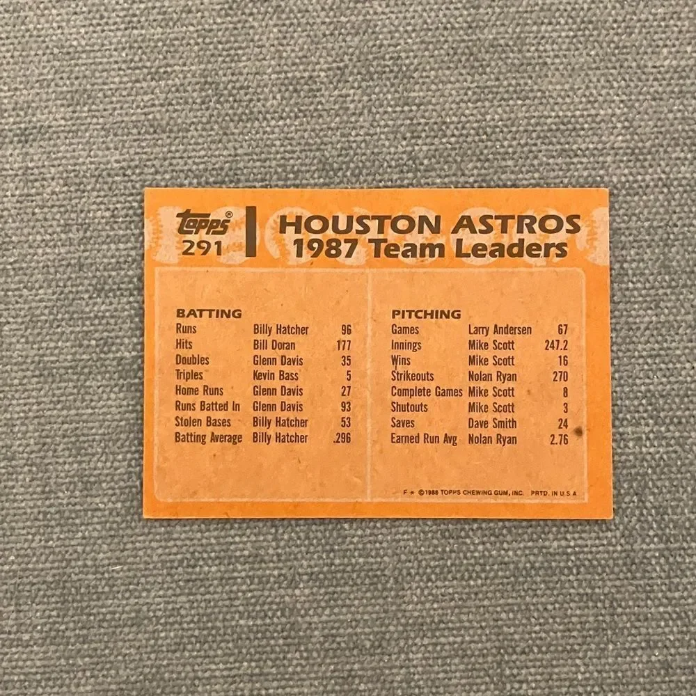 1988 Topps Houston Astros Baseball Card Trading Card